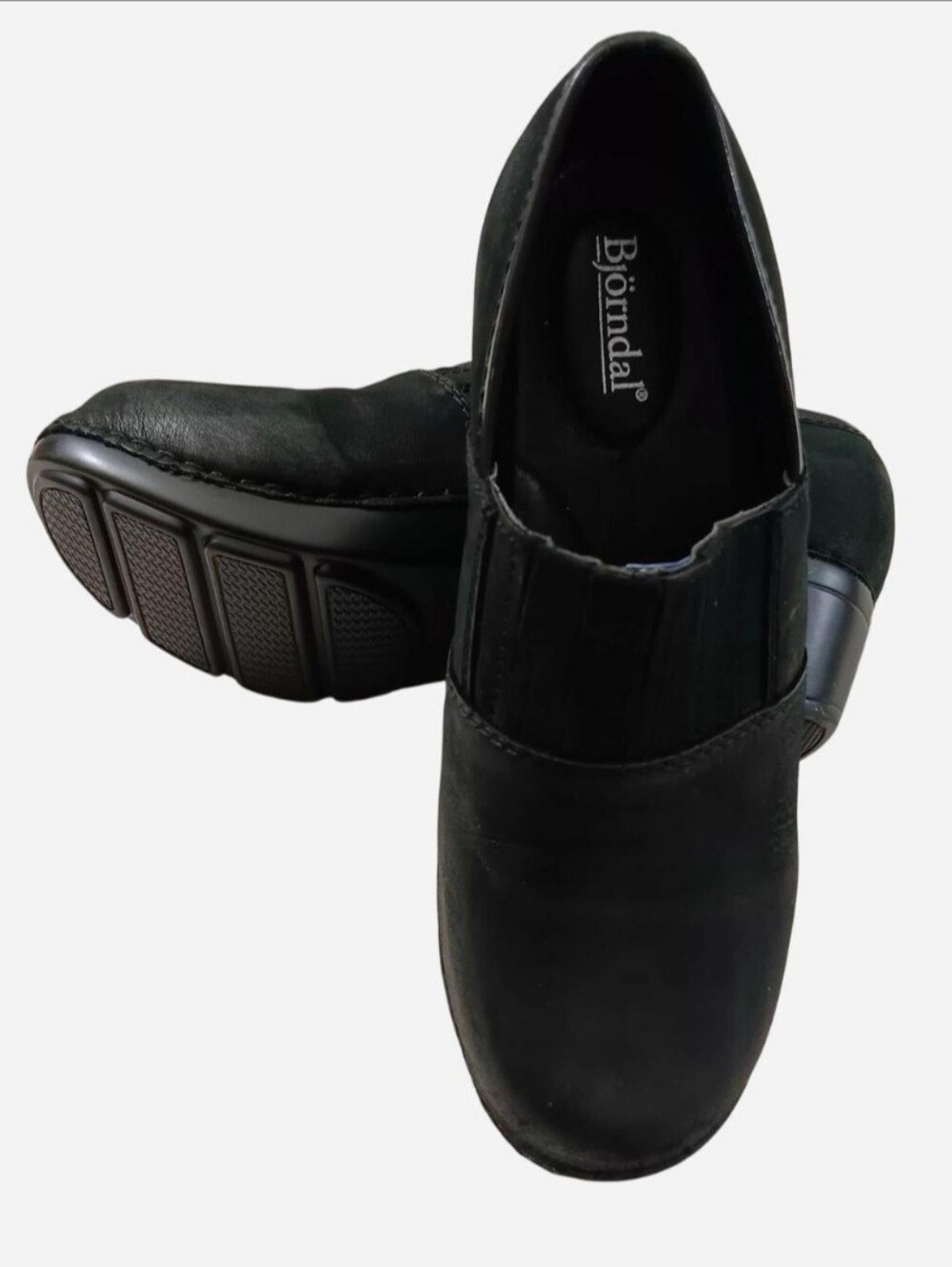 Bjorndal Brenda Black Leather Slip On Clogs